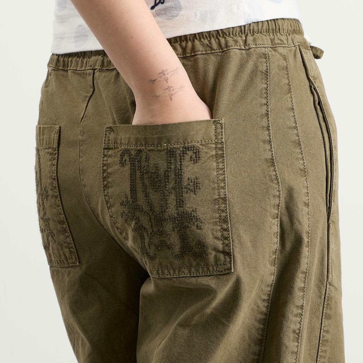 Damson Madder Women's Felix Twill Trousers in Olive