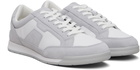BOSS Gray & White Satin Low Sneakers