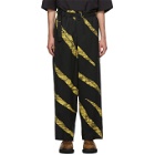 Issey Miyake Men Black and Yellow Wind Print Belted Trousers