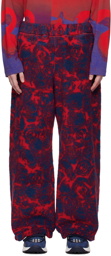 Burberry Red & Blue Rose Trousers