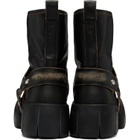 Diesel Black D-Tex Distressed Leather Biker Boots