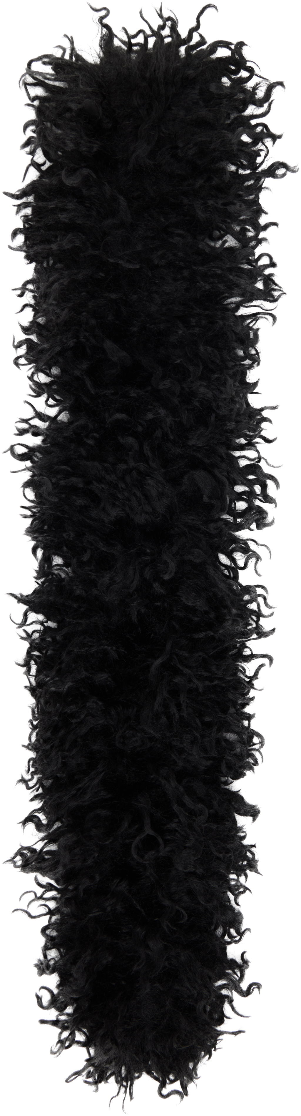 Anna Sui Black Faux Curly Lamb Fur Long Scarf