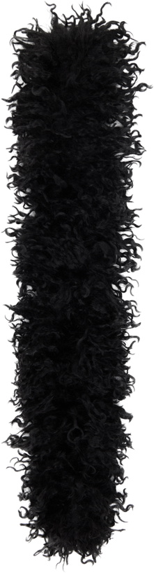 Photo: Anna Sui Black Faux Curly Lamb Fur Long Scarf