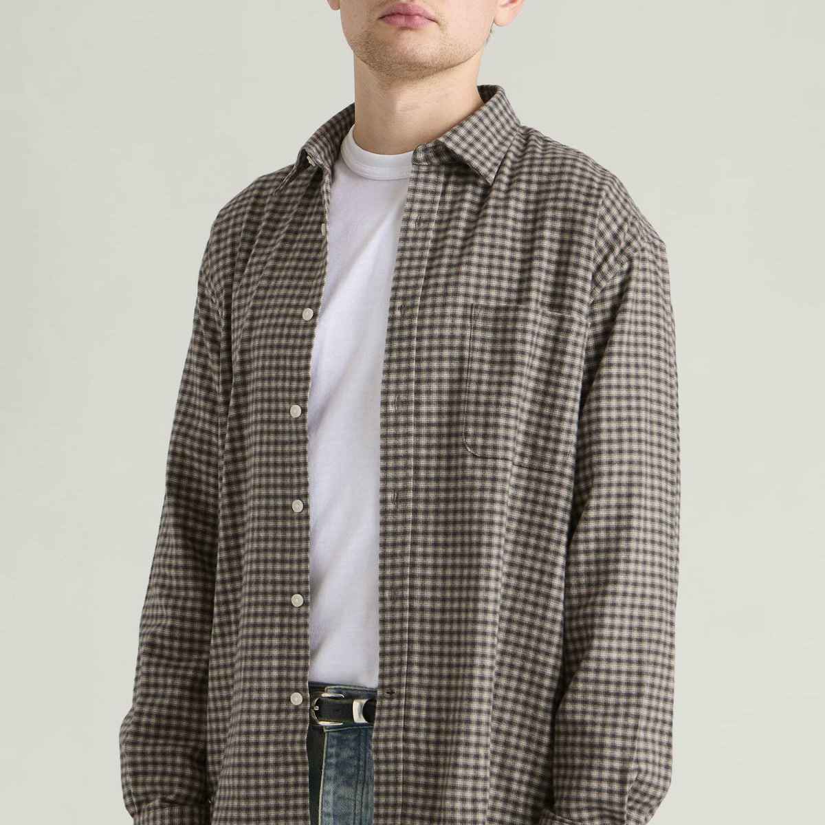 NN07 Men's Deon Check Flannel Shirt in Sand Check