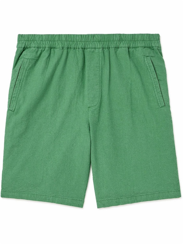 Photo: Folk - Assembly Wide-Leg Linen and Cotton-Blend Shorts - Green