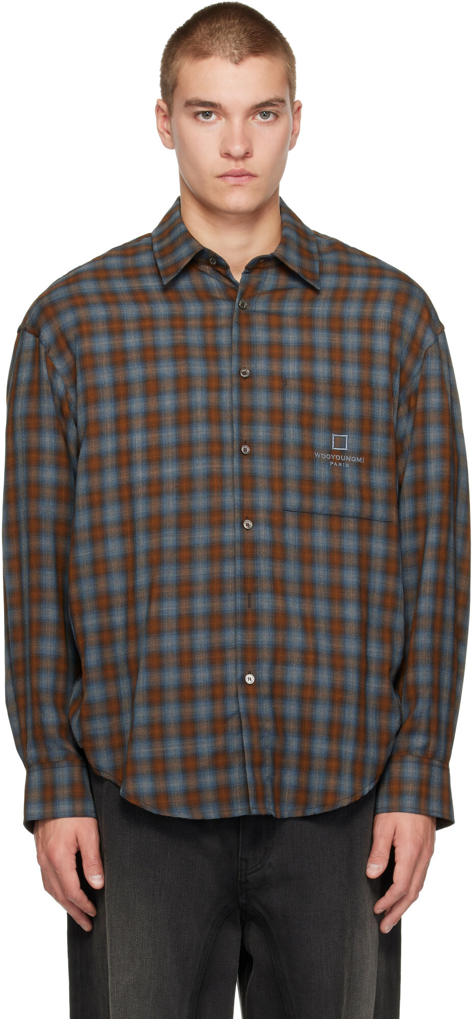 WOOYOUNGMI Navy Gradient Check Shirt