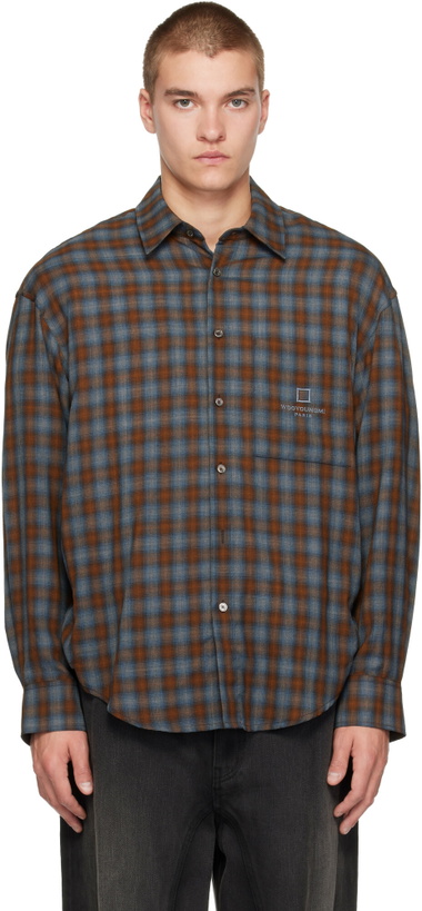 Photo: WOOYOUNGMI Navy Gradient Check Shirt