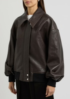 Khaite Shelman Leather Jacket Brown Dark