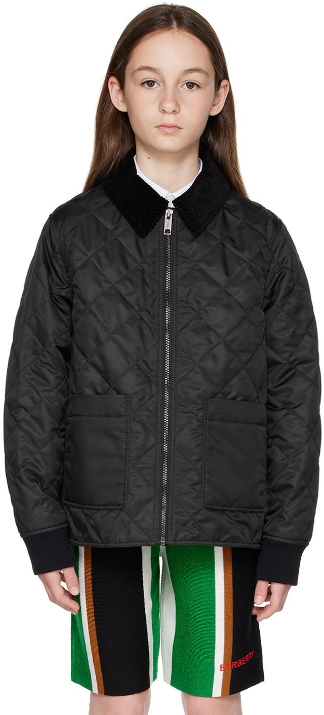 Burberry Kids Black Diamond Quilted Jacket Burberry