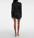 Area Draped embellished jersey miniskirt