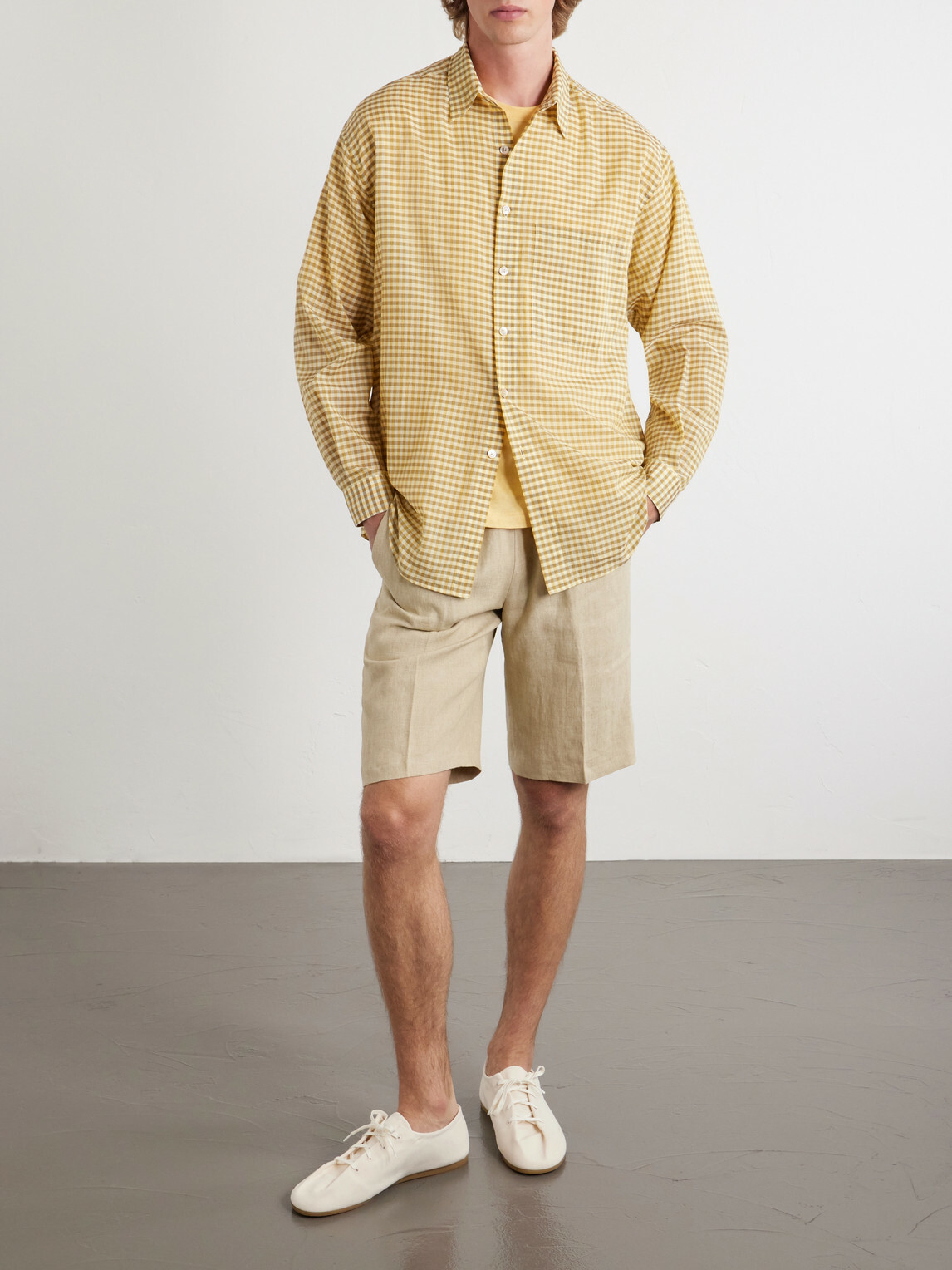 Auralee - Checked Cotton-Poplin Shirt - Yellow