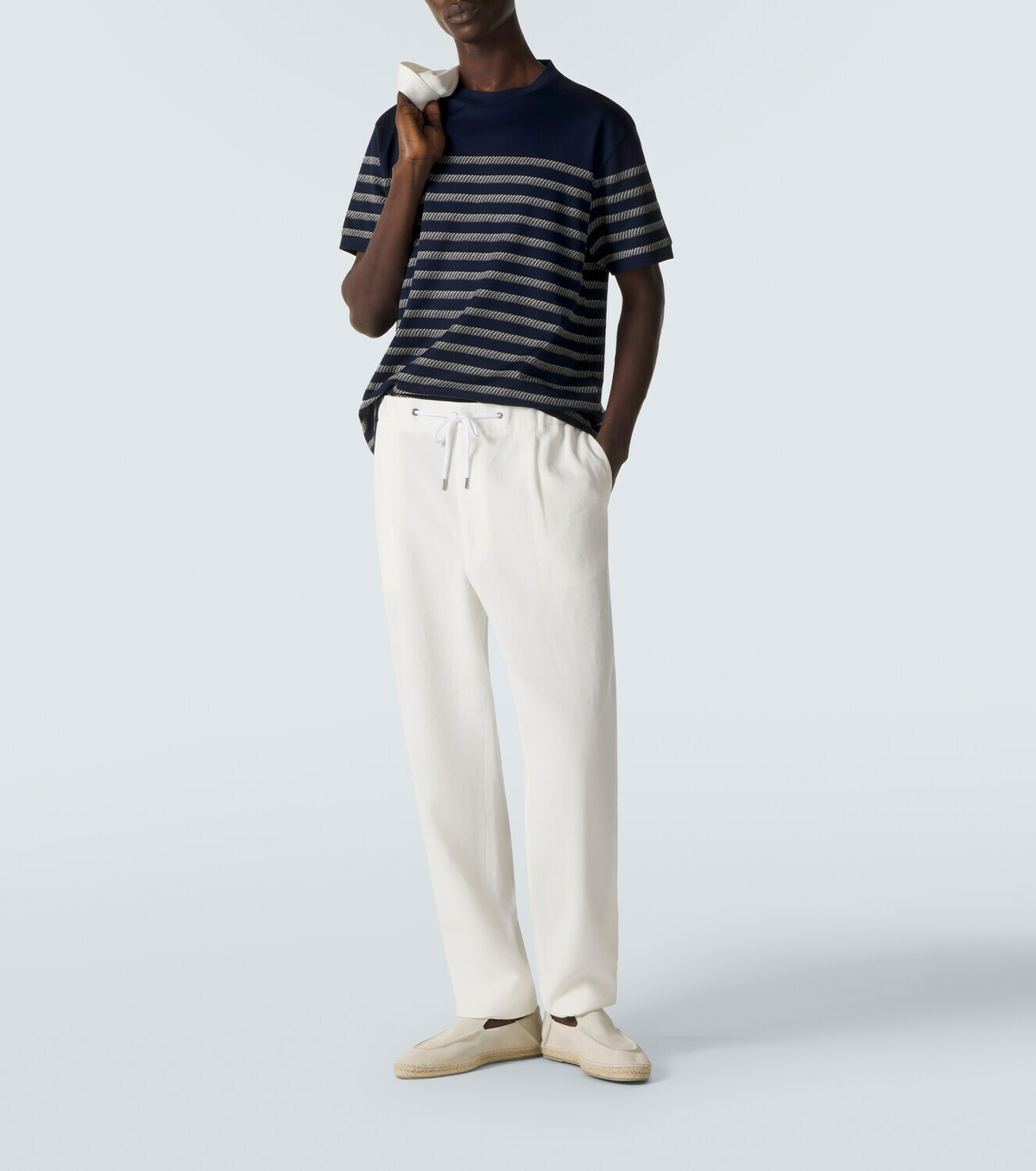 Giorgio Armani Striped cotton-blend T-shirt