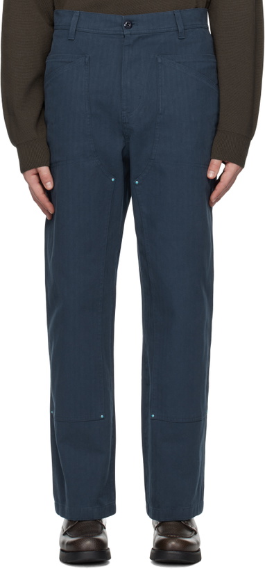Photo: Uniform Bridge Navy Double Knee Stud Trousers