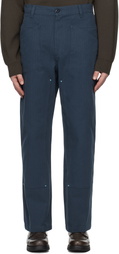 Uniform Bridge Navy Double Knee Stud Trousers