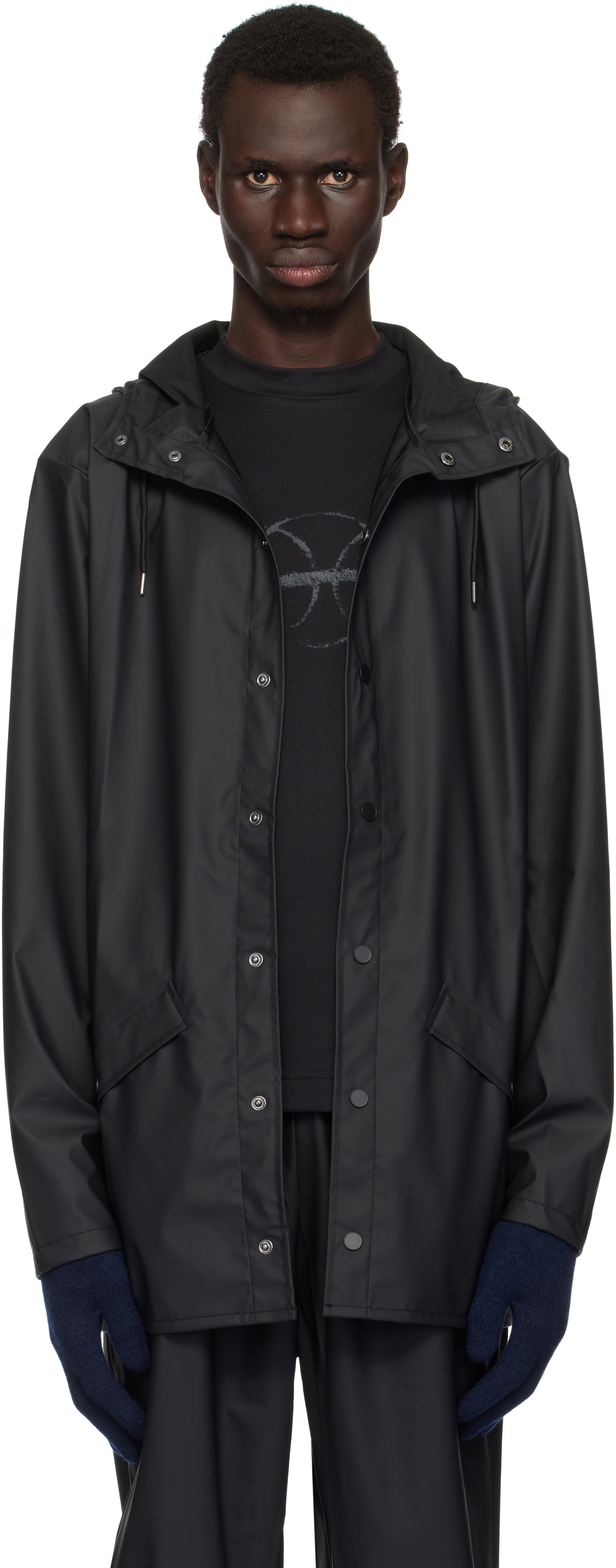 RAINS Black Breathable Rain Jacket