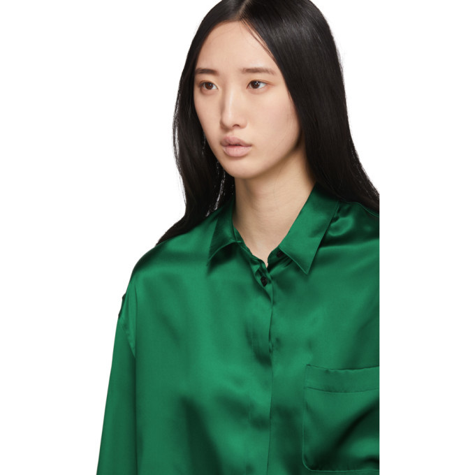 Haider Ackermann Green Silk Classic Shirt Haider Ackermann