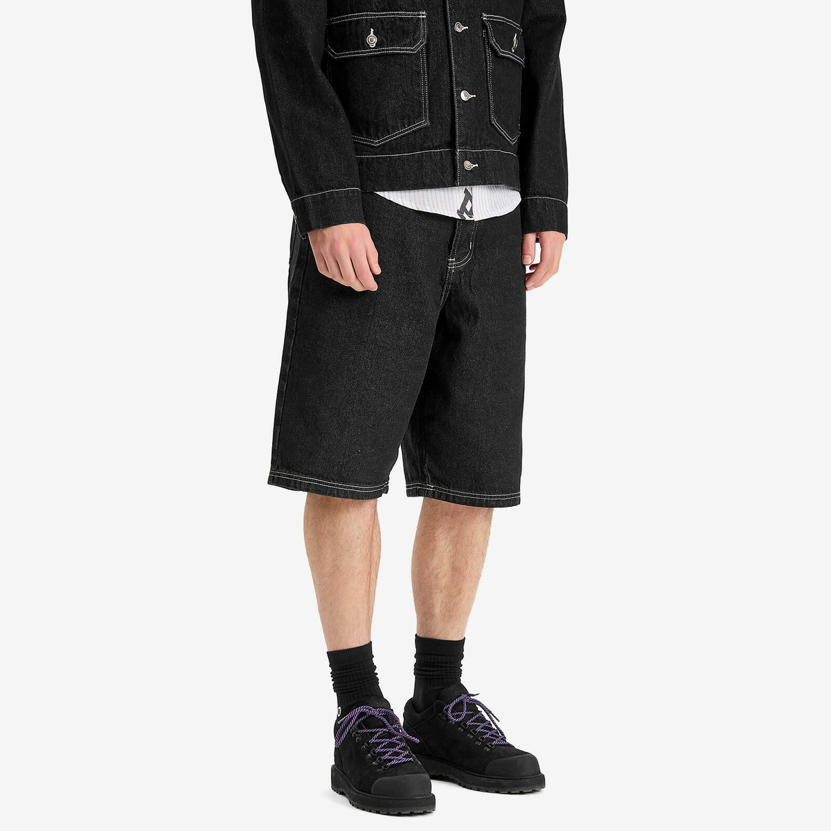 Pop Trading Company Men's DRS Denim Shorts in Black Denim