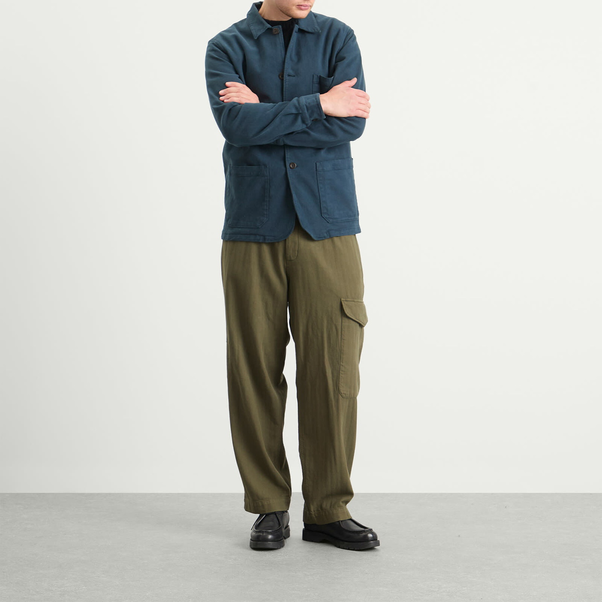 Portuguese Flannel Men's Labura Chore Jacket in Navy