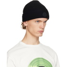 Moncler Black Cashmere Blend Logo Beanie