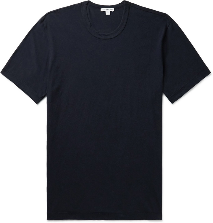 Photo: James Perse - Printed Combed Cotton-Jersey T-Shirt - Blue