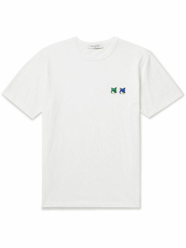 Photo: Maison Kitsuné - Logo-Appliquéd Cotton-Jersey T-Shirt - White