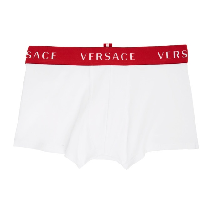 Photo: Versace Underwear White and Red Logo Boxer Briefs