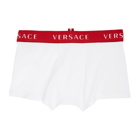 Versace Underwear White and Red Logo Boxer Briefs