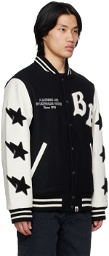 BAPE Black & White Varsity Bomber Jacket