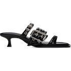 GANNI Black Buckle Strap Mule Heeled Sandals