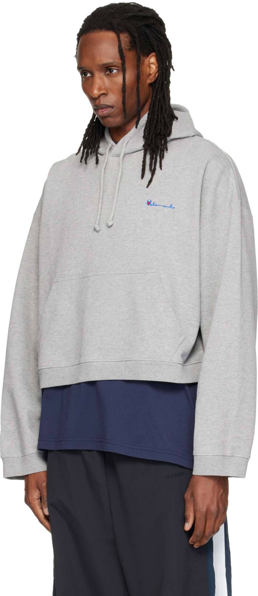 VETEMENTS Gray Athletic Logo Hoodie