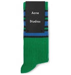 Acne Studios - Striped Ribbed Stretch Cotton-Blend Socks - Green