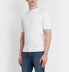 Hugo Boss - Slim-Fit Contrast-Tipped Knitted Cotton T-Shirt - White