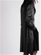 SAINT LAURENT - Belted Satin Trench Coat - Black