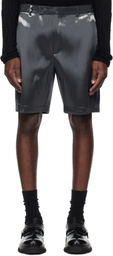 HELIOT EMIL Gray Liquid Metal Shorts