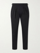 Mr P. - Steve Tapered Pleated Cotton Trousers - Black