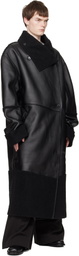 Entire Studios Black Long Leather & Faux-Shearling Coat