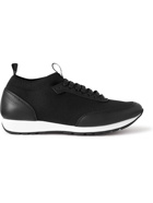 Brioni - Leather-Trimmed Stretch-Knit Sneakers - Black