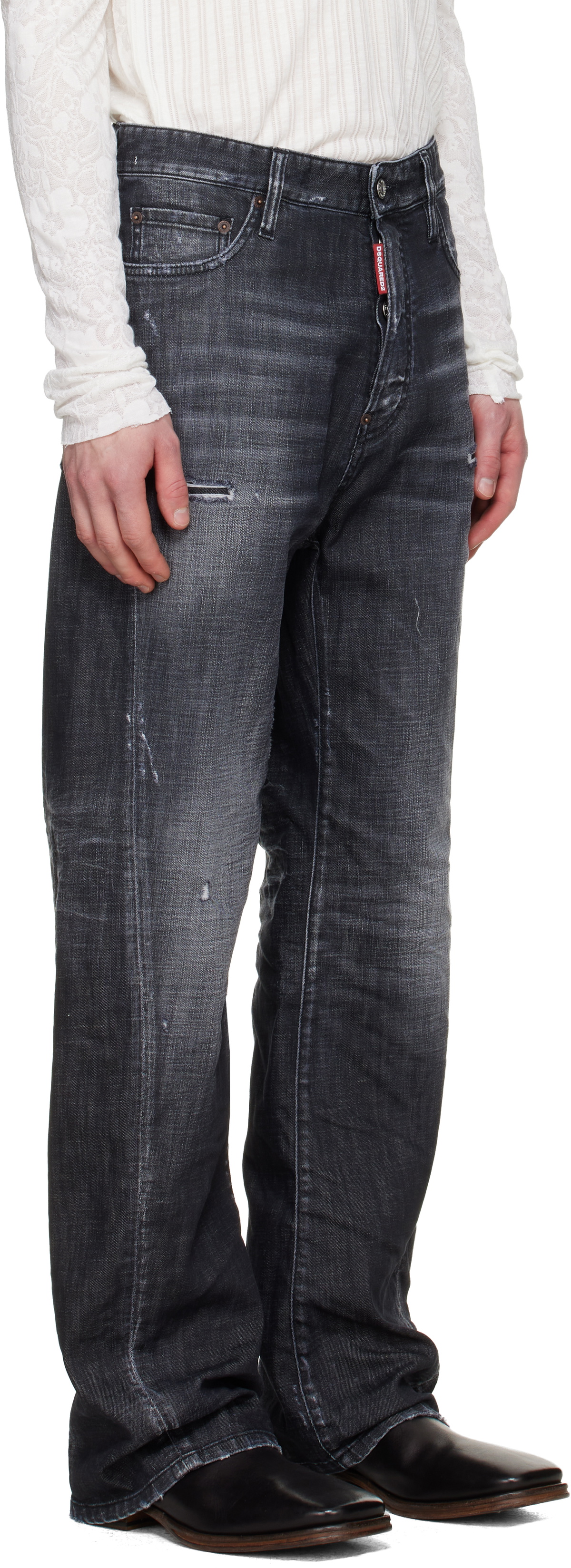 Dsquared2 Black Loose Twisted Jeans