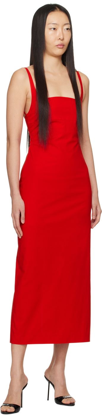 lesugiatelier Red Shirring Maxi Dress