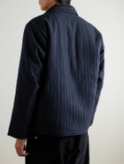 Kardo - Amardeep Embroidered Cotton-Herringbone Jacket - Blue