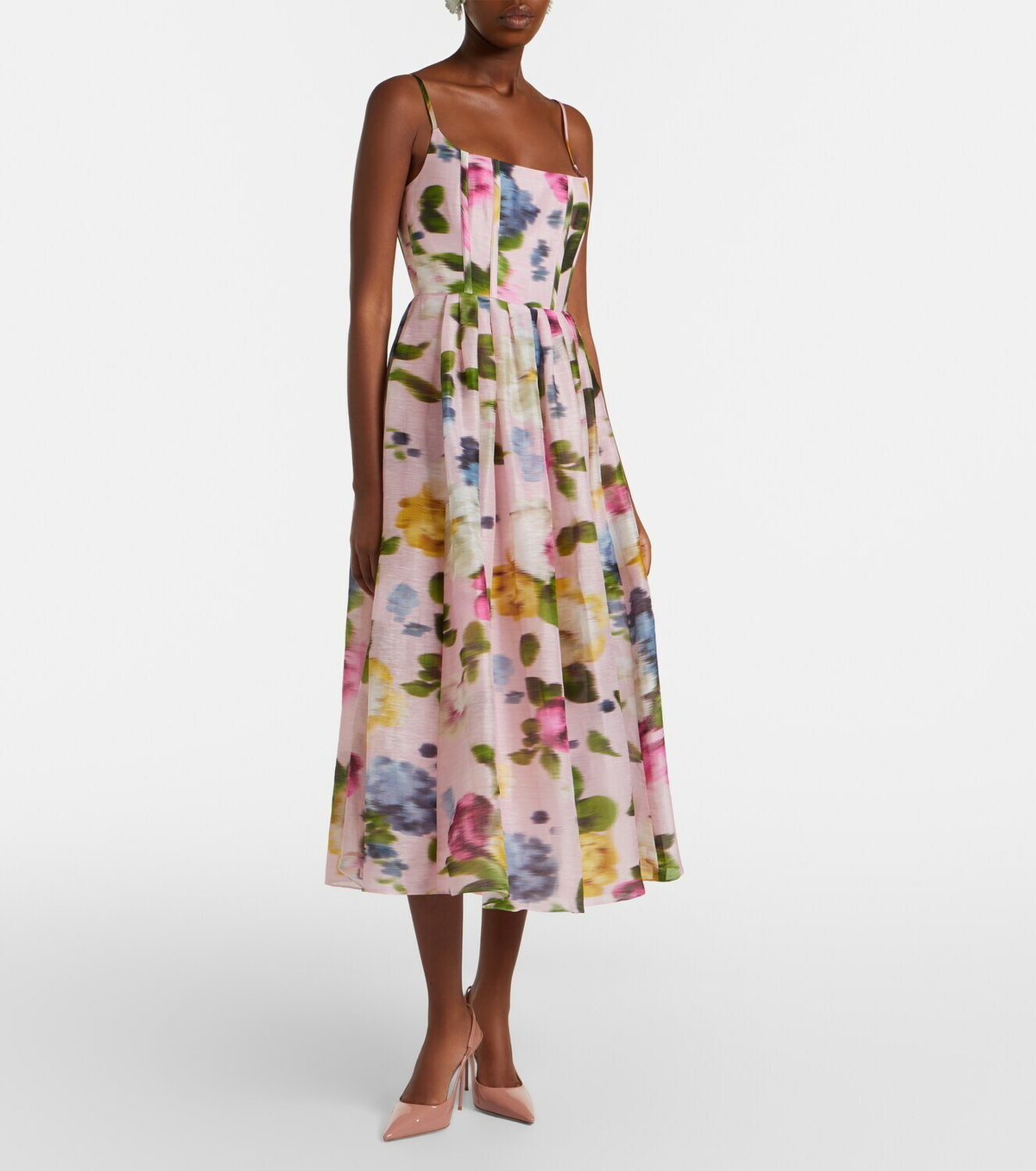 Carolina Herrera Floral linen and silk midi dress