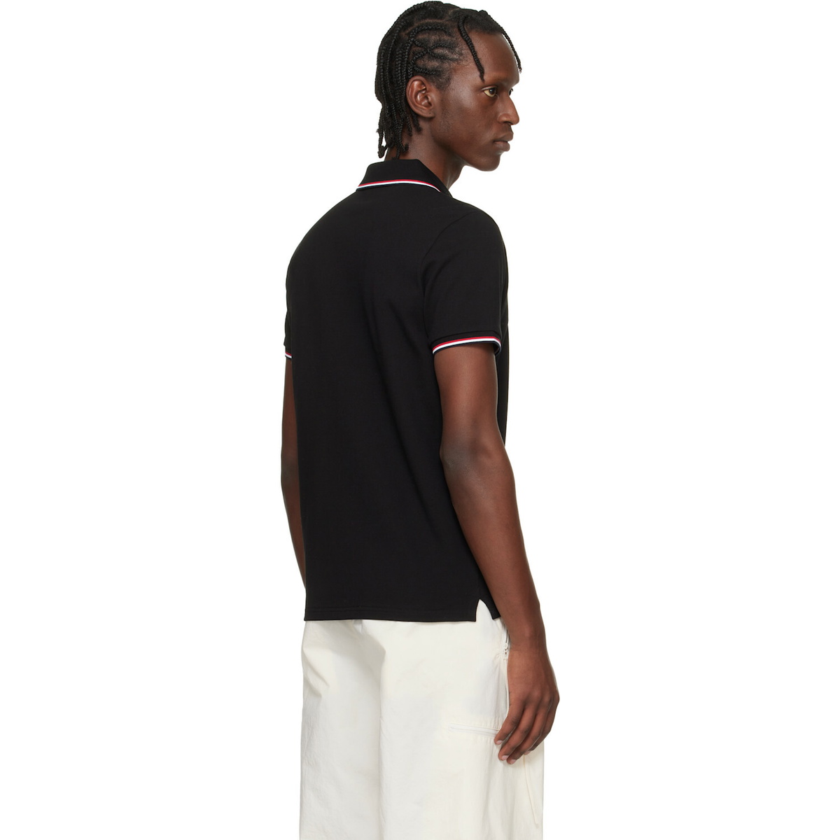 Moncler Black Tricolor-Trimmed Cotton Piquet Polo