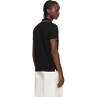 Moncler Black Tricolor-Trimmed Cotton Piquet Polo