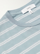 SAVE KHAKI UNITED - Garment-Dyed Striped Cotton-Blend Jersey T-Shirt - Blue