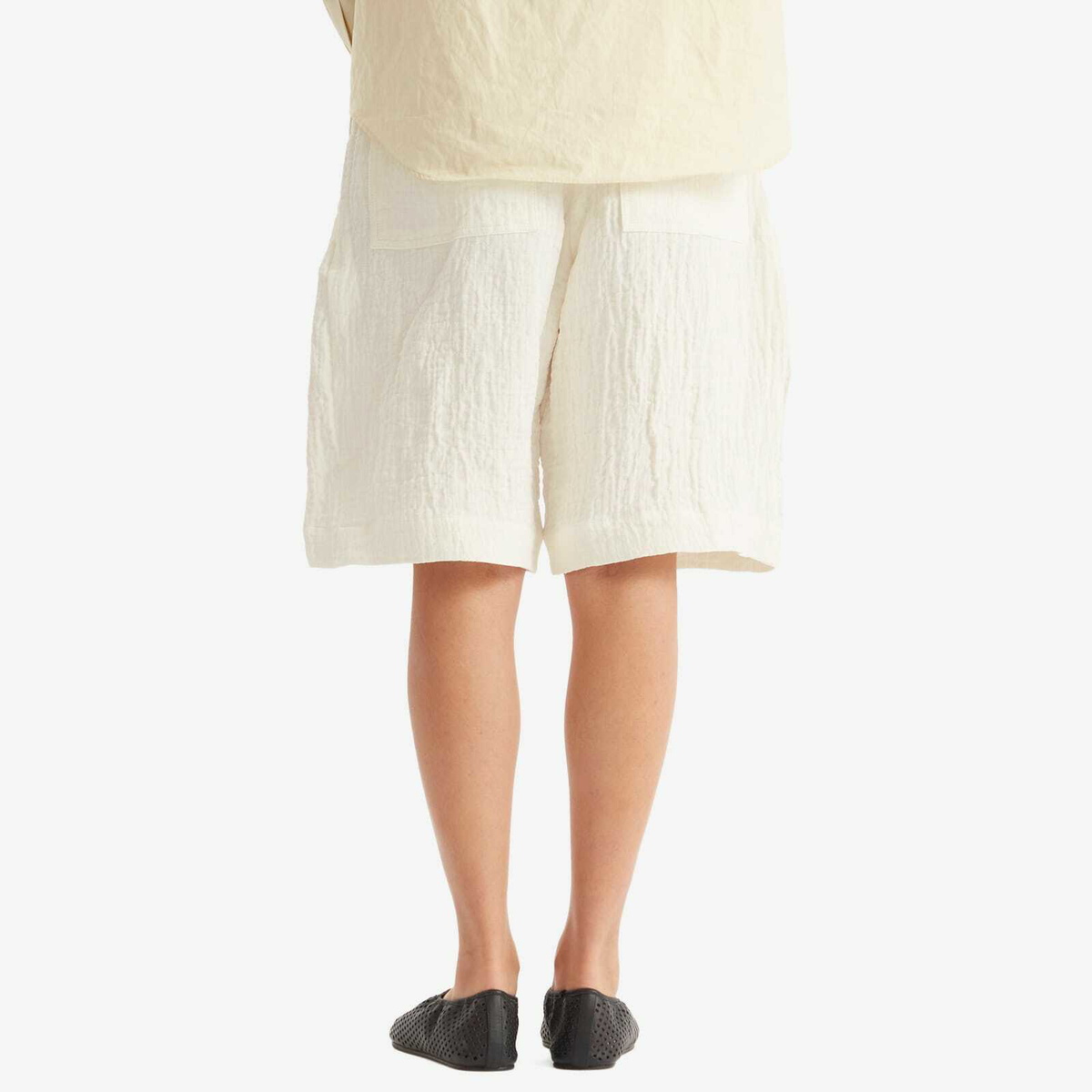 Studio Nicholson Women's Wide Leg Shorts in Parchment