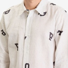 Pop Trading Company Men's Letters Striped POP Shirt in White Linen