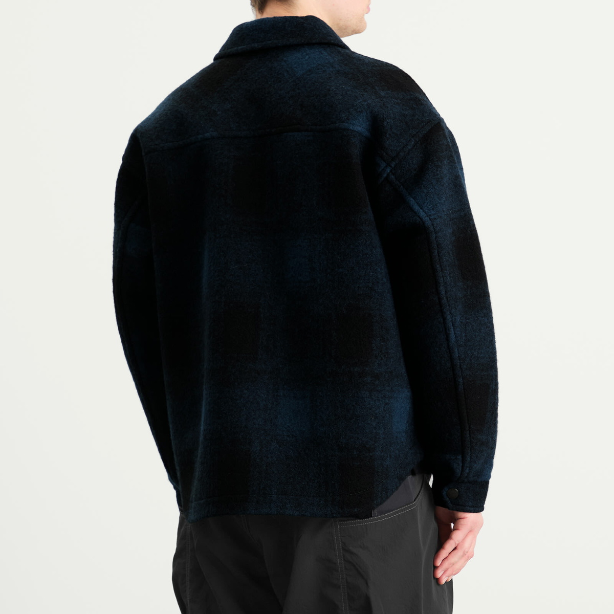 and wander Men's Shaggy Wool Zip Jacket in Navy