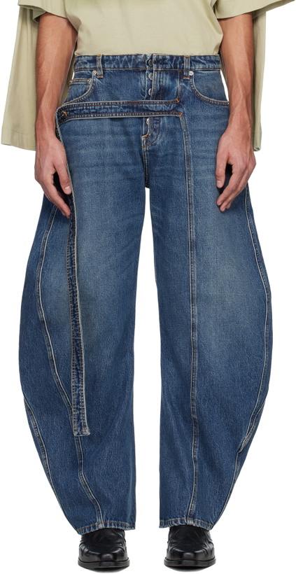 Photo: Jean Paul Gaultier Blue 'The Denim Strap' Jeans