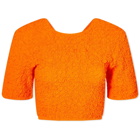 GANNI Women's Cotton Poplin O-Neck Crop Smock Top in Vibrant Orange