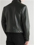 TOM FORD - Full-Grain Leather Biker Jacket - Green